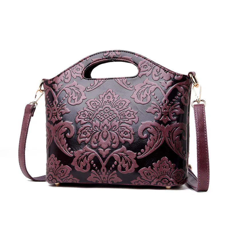Классическая женская сумка с принтом, Высококачественная кожаная женская сумка через плечо,, роскошная Брендовая женская сумка через плечо, сумка-тоут - Цвет: Purple
