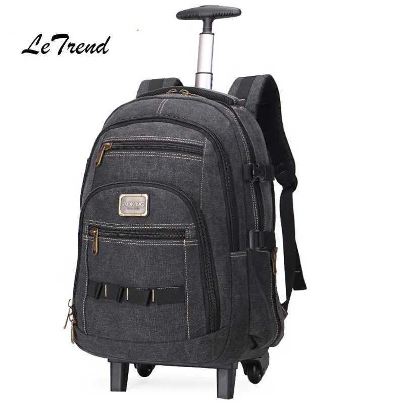 Letrend бизнес дорожная сумка большой емкости чемоданы колеса Мужчины плеча рюкзак тележка для багажа на колесах носить на багажнике - Цвет: 22 inch black