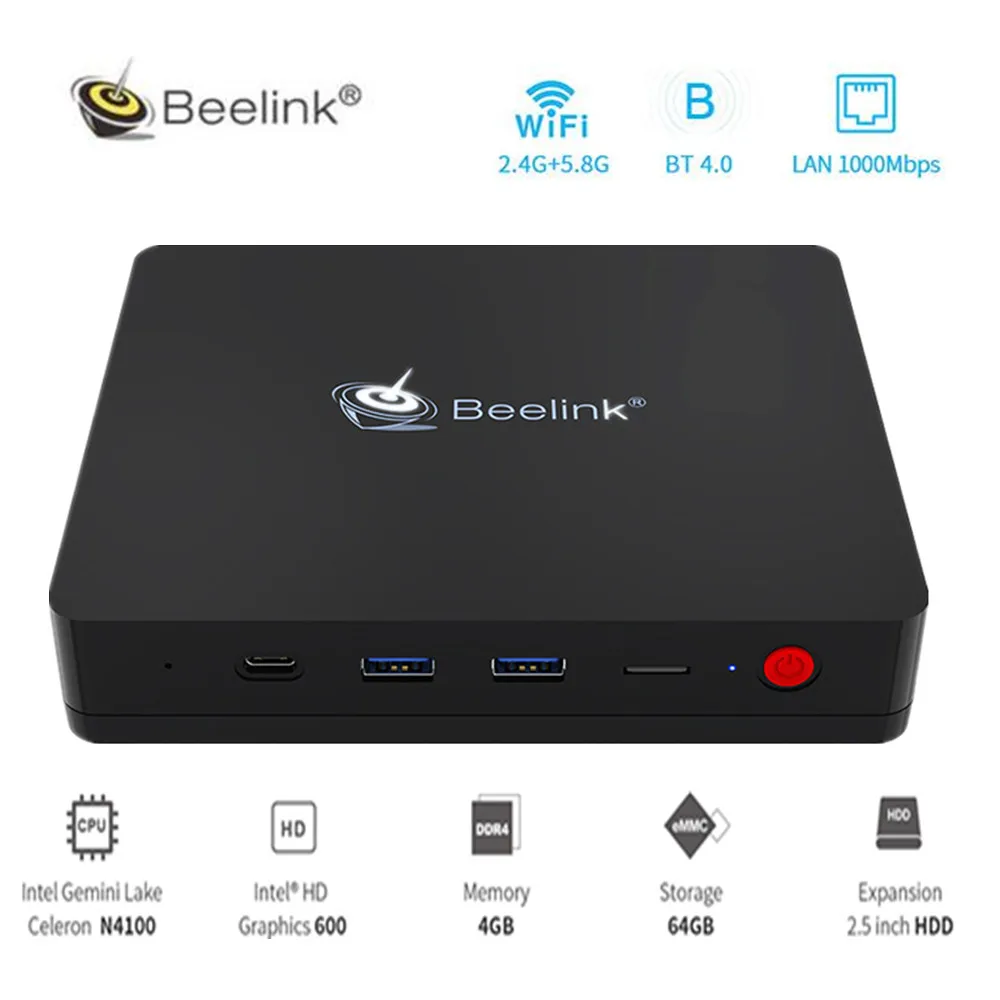 Beelink S2 Intel Близнецы озеро мини-ПК N4100 выигрывает 4 ГБ DDR4 64 Встроенная память Media Player 5