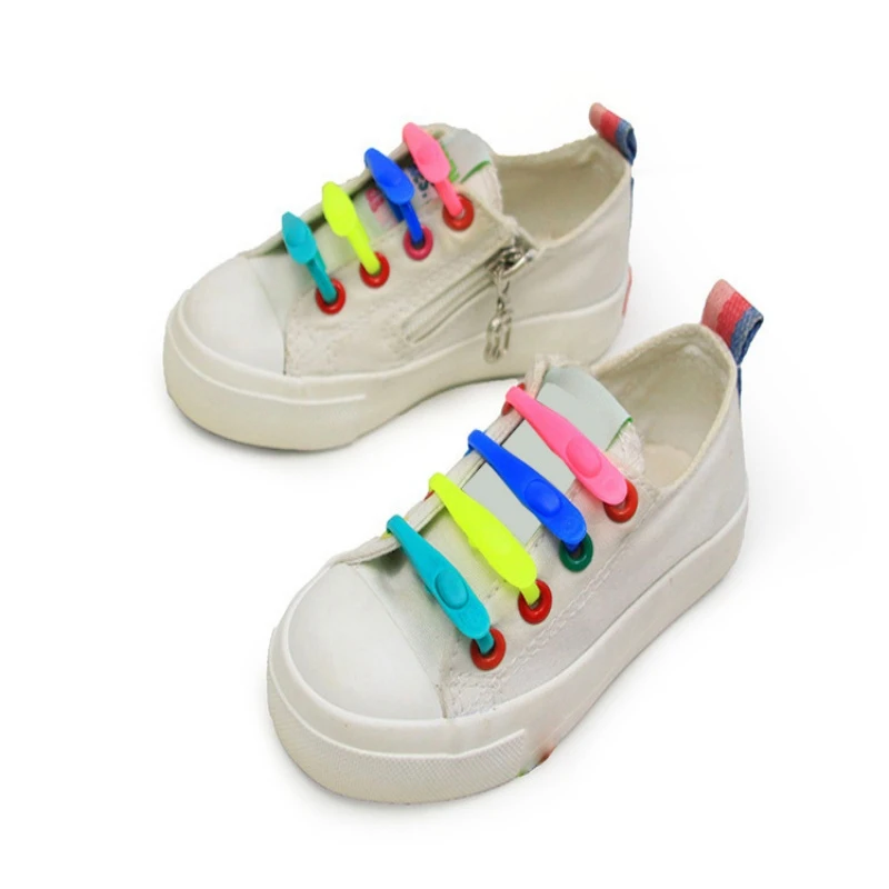 14pcs/bag Lazy No Tie Elastic Silicone Shoe Laces Athletic Running Sport Shoelaces Children Adult Shoe Strings Sneaker Accessory
