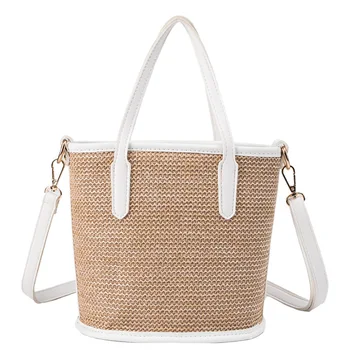 

Summer Woven Bag Female 2019 New Wild Single Shoulder Slung Fashion Large Capacity Bucket Bag