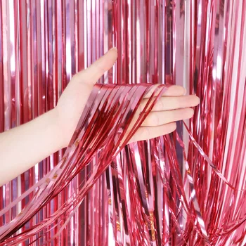 

2M 3M Rose Gold Party Curtain Foil Fringe Curtains for Party Photo Backdrop Wedding Backdrop Birthday Party Decorations Adult