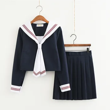 

Japan JK style women sailor suits uniform High school girl dress Comic con girl card captor sakura cosplay costumes any size