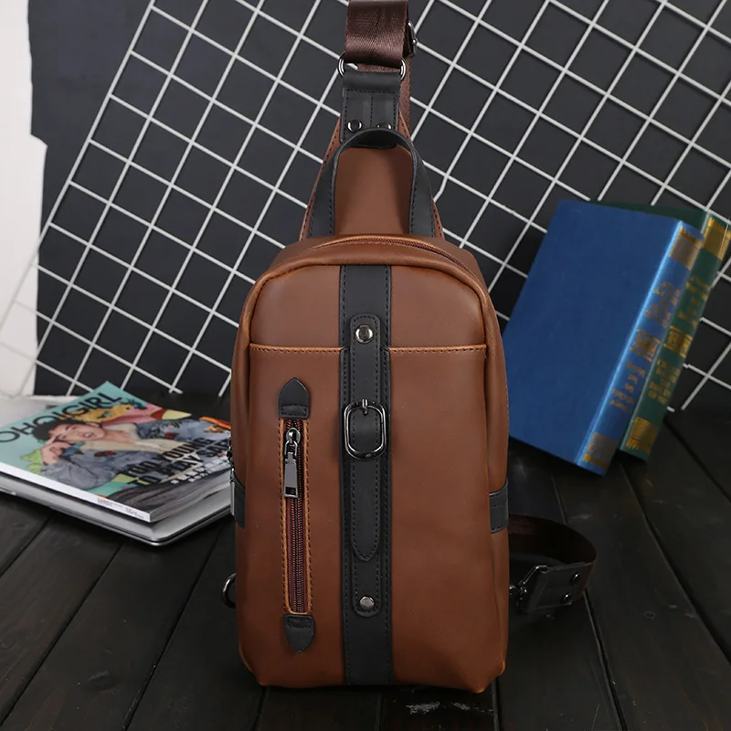 

Men's waistbag pu fashion shoulder chest bag Waist Packs