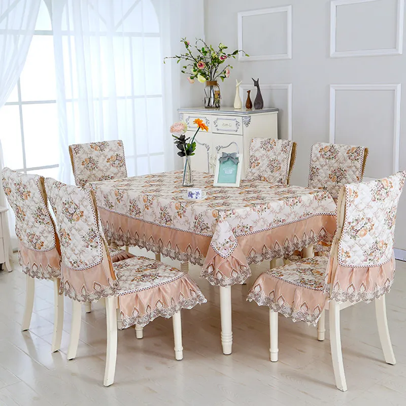 13pcs/set Pastoral Style Rectangular Tablecloth with Chair Covers 130*180 cm Table cloth for Wedding Dining Table Cover nappe