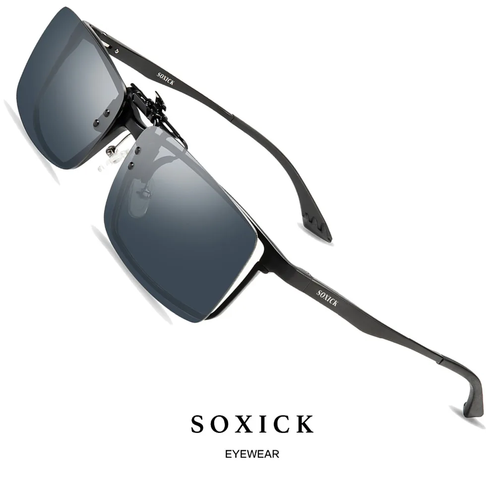 Soxick поляризационные солнцезащитные очки с металлическим зажимом для мужчин и