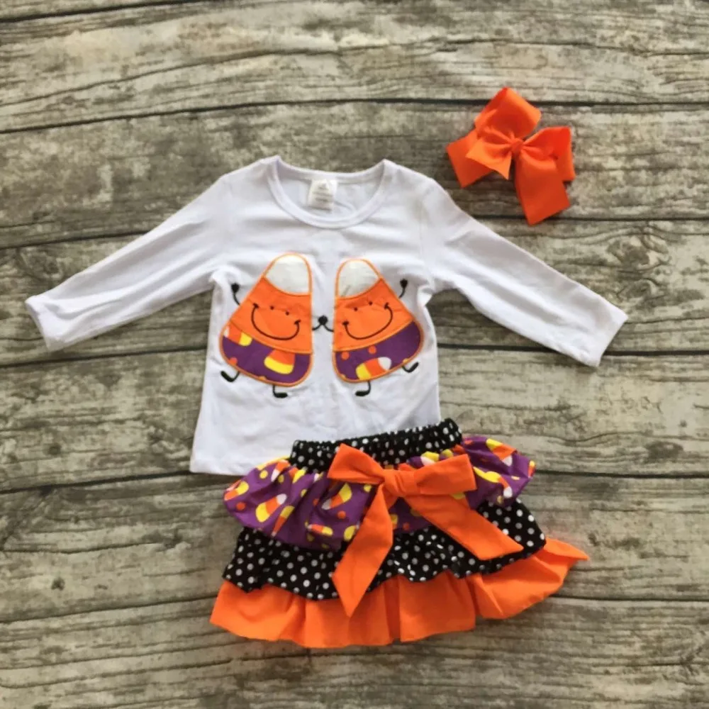baby girls Halloween outifits girls Cndy Corn clothes party sets