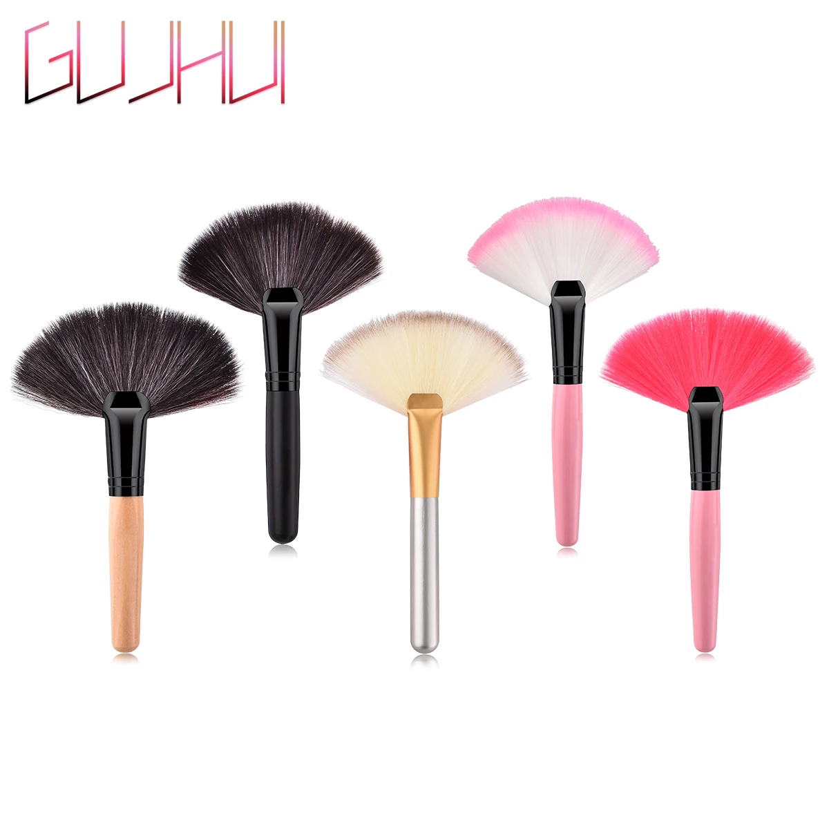 

5 Colors Large Fan Makeup Blusher Brush Foundation Loose Base Powder Blush Blending Highlighter soft Face Cosmetic Brush