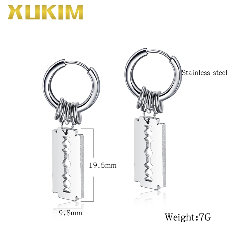 

WEO328 Xukim Jewelry Hip Hop Punk Style Blede Men's Earrings Fashion Hoop Earrings