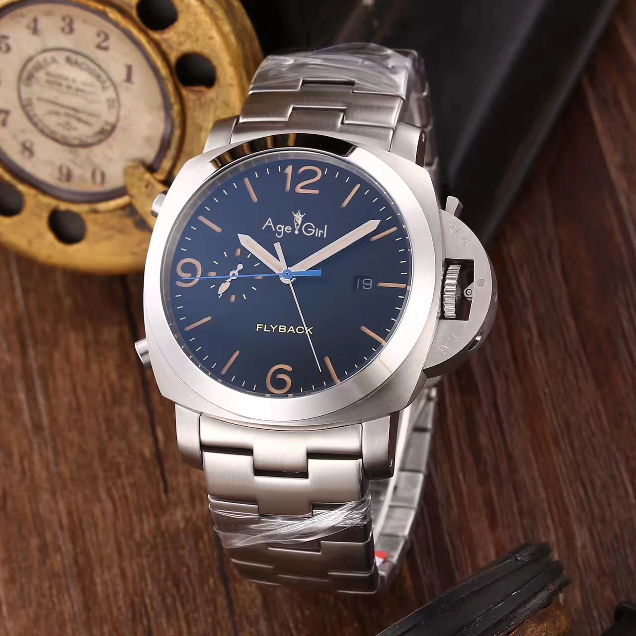 

Luxury Brand New Men Automatic Mechanical Sapphire Stainless Steel Black GMT 10 Days Flyback Watch Manual Steel Luminous Rare