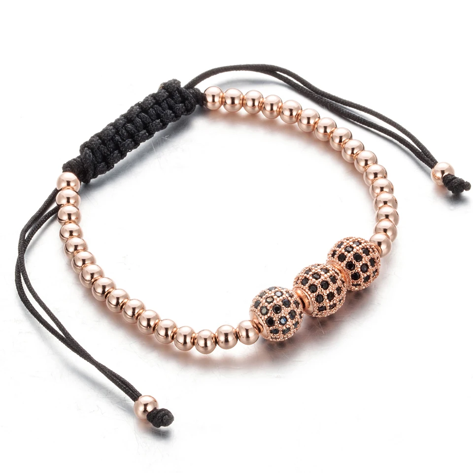 Мода бренд вырос золотой кристалл Шамбалы браслет 3 шарик браслеты для Дамская мода на шнуровке браслет B020285-87