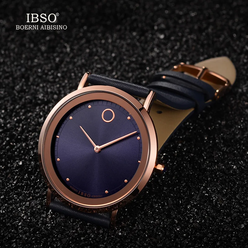 IBSO 7.6MM Ultra Thin Women Watches Top Brand Luxury Quartz Watch Ladies Leather Wrist Watch Reloj Mujer 2019 Montre Femme #8160