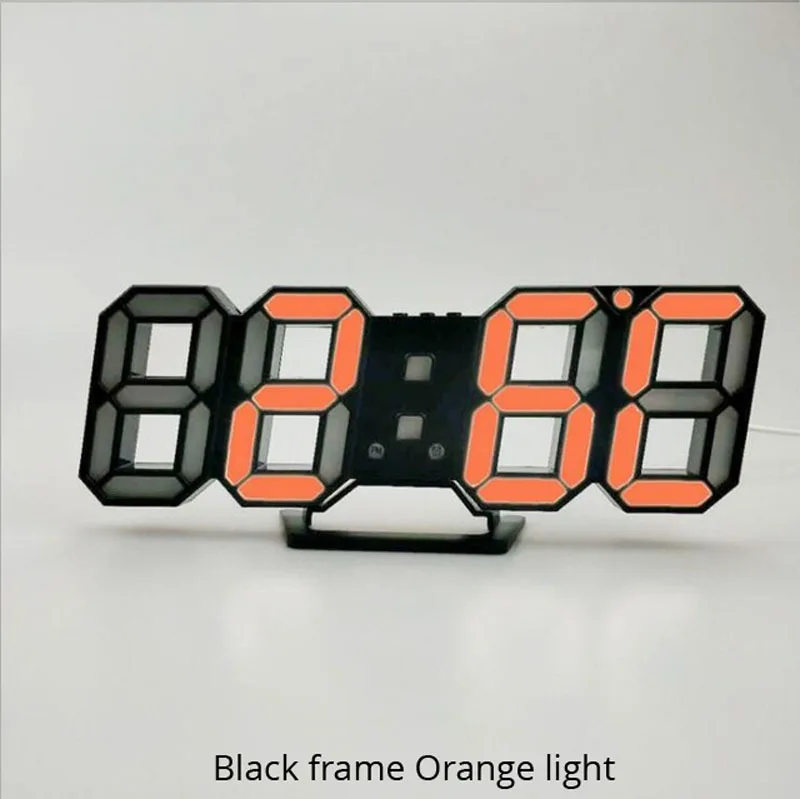 Orange B 3D светодиодный настенные часы современный дизайн цифровые настольные часы будильник ночник Saat reloj de pared часы для украшения дома гостиной - Цвет: Orange B