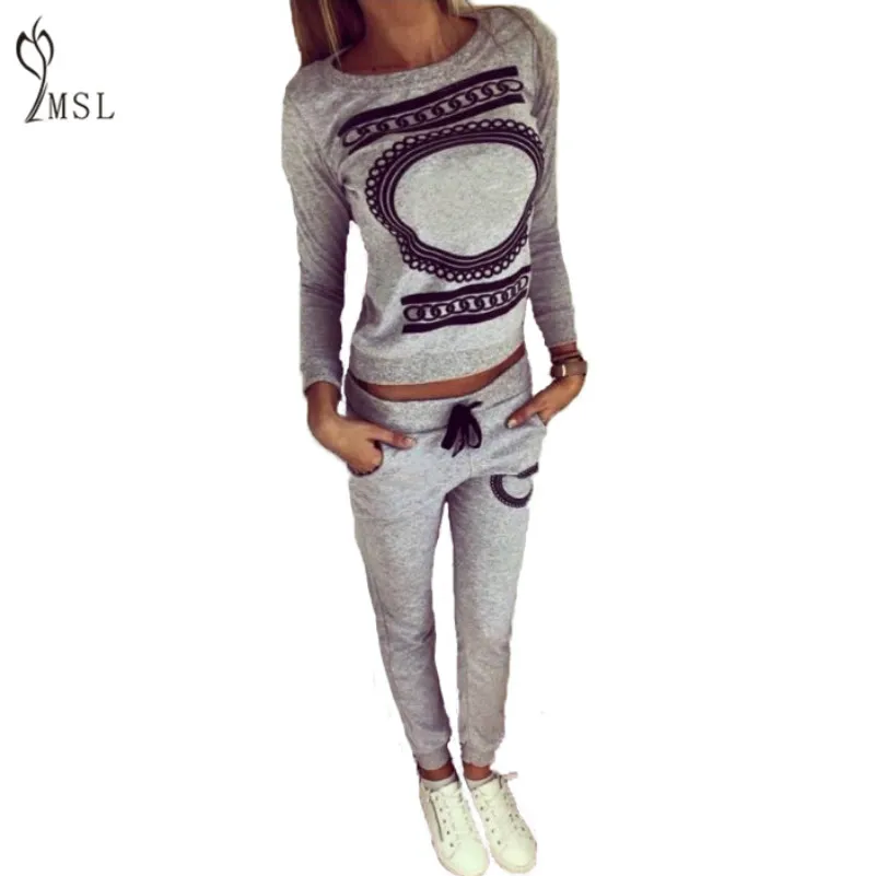 

Pattern Print 2 Two Pieces Set Top and Pants Women Drawstring Loose SuitTracksuits Elastic Waist Hoodies Sweatshirts Female -N