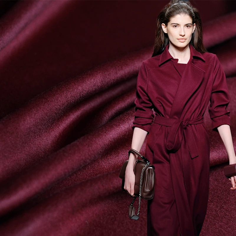 Перламутровый шелк темно-красный двусторонний кашемир австралийская шерсть материалы для одежды зимнее пальто DIY Одежда Ткань