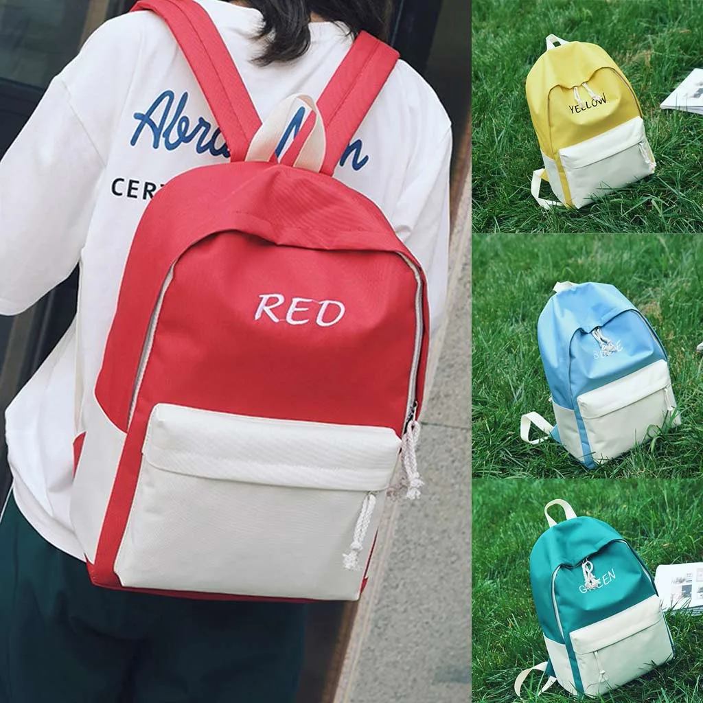 

korean backpack Couple Schoolbag Travel Letter Hiking Bag Solid Backpack Collection Luminous Bag mochilas mujer 2019
