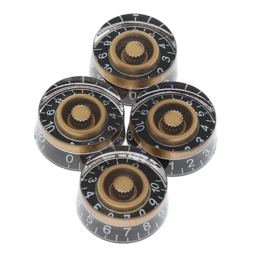 4 Piece Pot Knobs With White Numbers Speed ​​Knob For Les Paul Electric Guitar Stringed Instruments Guitar Parts & Accessories