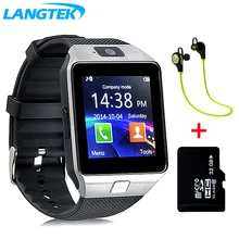 Ограниченное предложение LANGTEK Smart Watch DZ09For Ios Android phone Support Multi languages With Camera Bluetooth Smart Watch Pedometer SIM Card