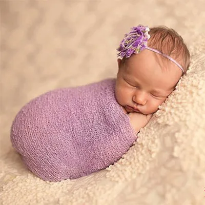 Костюм для новорожденных, костюм для фотосъемки Atrezzo Fotografia, мягкий хлопковый костюм для фотосъемки с повязкой на голову - Цвет: Light Purple