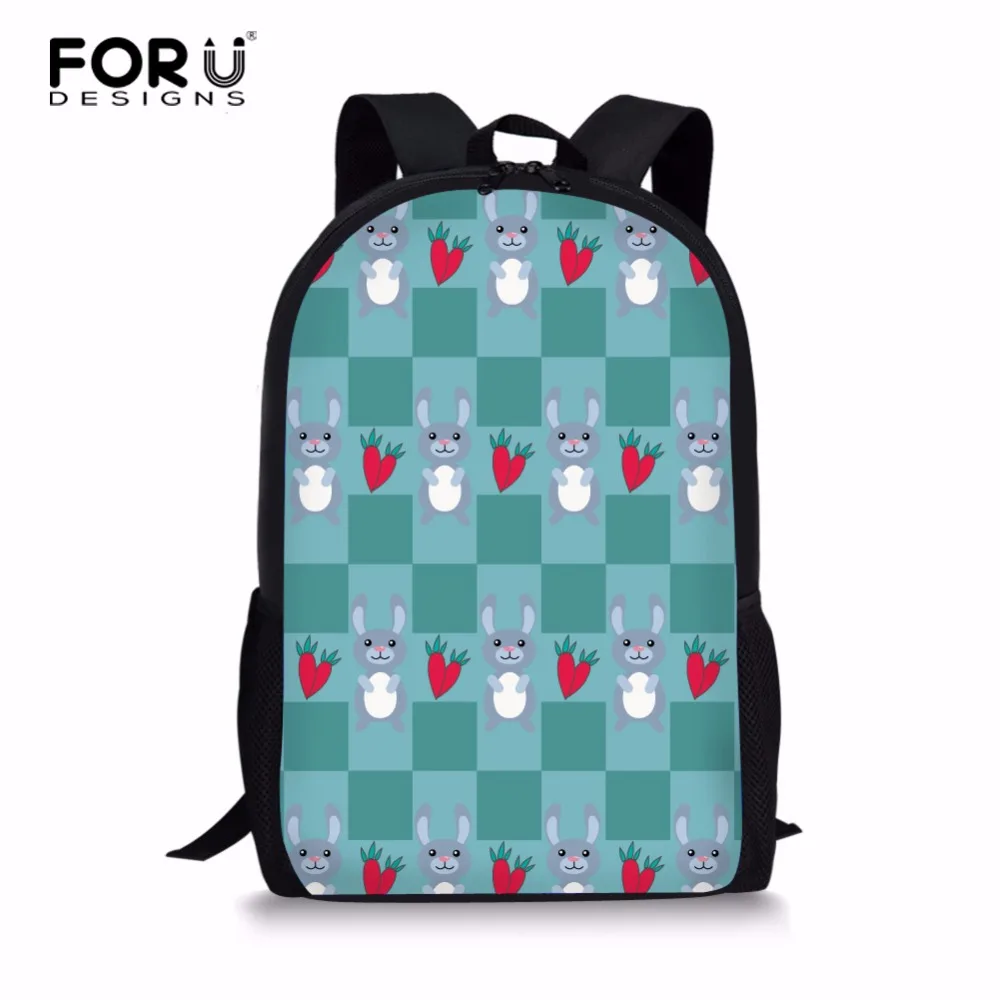 ##BUY FORUDESIGNS Cute Cartoon Pattern Teenager Backpack Double Mesh Pocket Girls Knapsack Panda Designer Soft Female Travel Rucksack