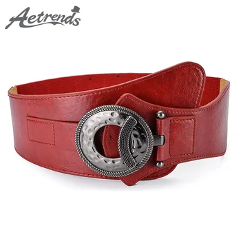 

[AETRENDS] Diagonal Cross Cinch Belt Women Vintage PU Leather Waistband Wide Belts Dress Clothes Accessories Cummerbunds D-0080