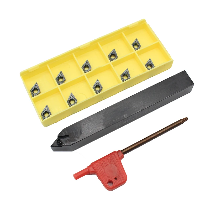 

DCMT070204-MV LF6018 10PCS+1PCS SDNCN1212H07 carbide insert for CNC Lathe Turnning cutter holder turning tools holder