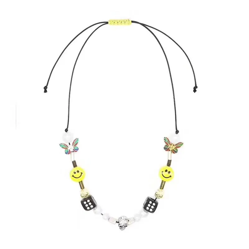 Как можно скорее Рокки Таро жемчужное ожерелье$ AP Рокки-одобренный хип хоп Уличный танец мужчин и женщин пара смайлик жемчужное ожерелье