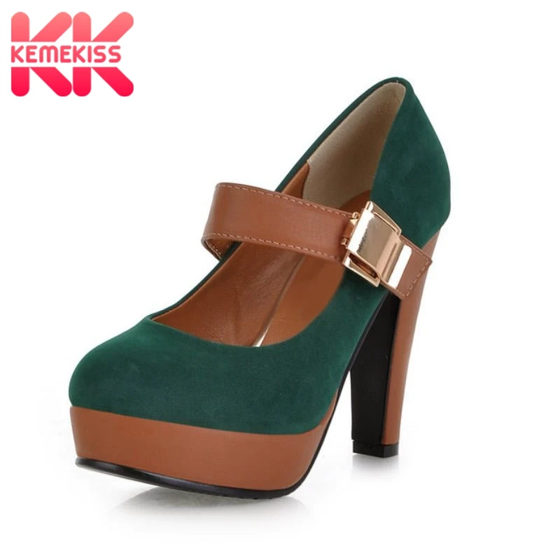 

KemeKiss Vintage Women High Heel Shoes Woman Platform Metal Buckle Spike Heel Pumps Party Club Shoes Women Footwear Size 34-43