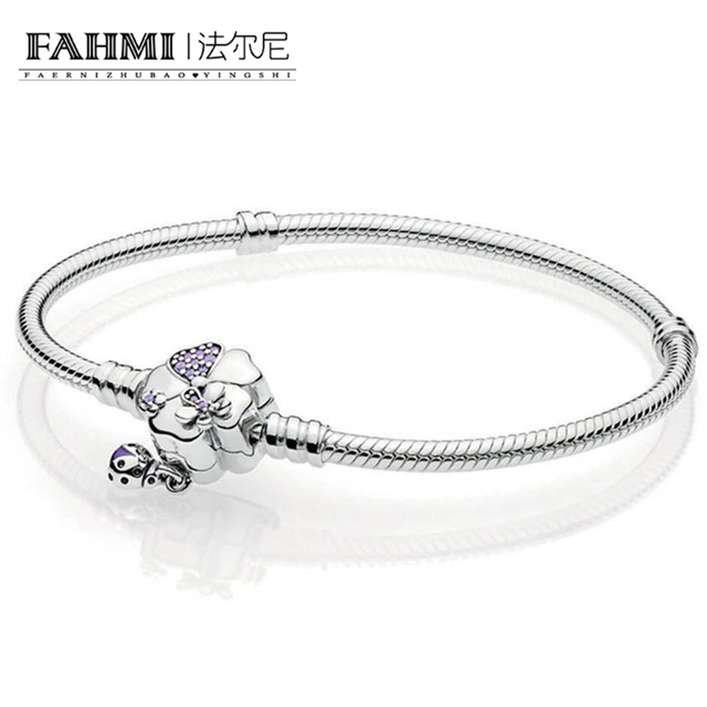 

FAHMI 100% 925 Sterling Silver New Moment Bloom Four-Leaf Flower Bracelet Suitable For DIY Beaded Gift 597124NLC
