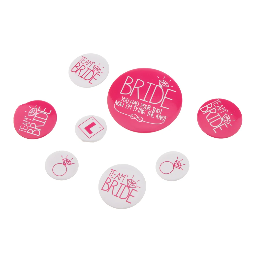 Pack of 8pcs Bridal Party Badge- Wedding Party Buttons - Bridesmaid Gifts, Team Bride, Maid of Honor Party Supplies