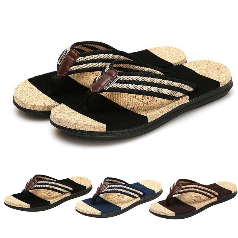 

SIKETU Men's Fashion Slippers Couples Casual Flat Flip Flops Beach Striped Designer Fashion Comfortable Home Outdoor slipper A30