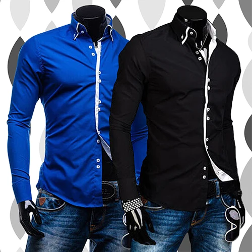 Men Shirt Luxury Brand 2017 Male Long Sleeve Shirts Casual Mens Simple