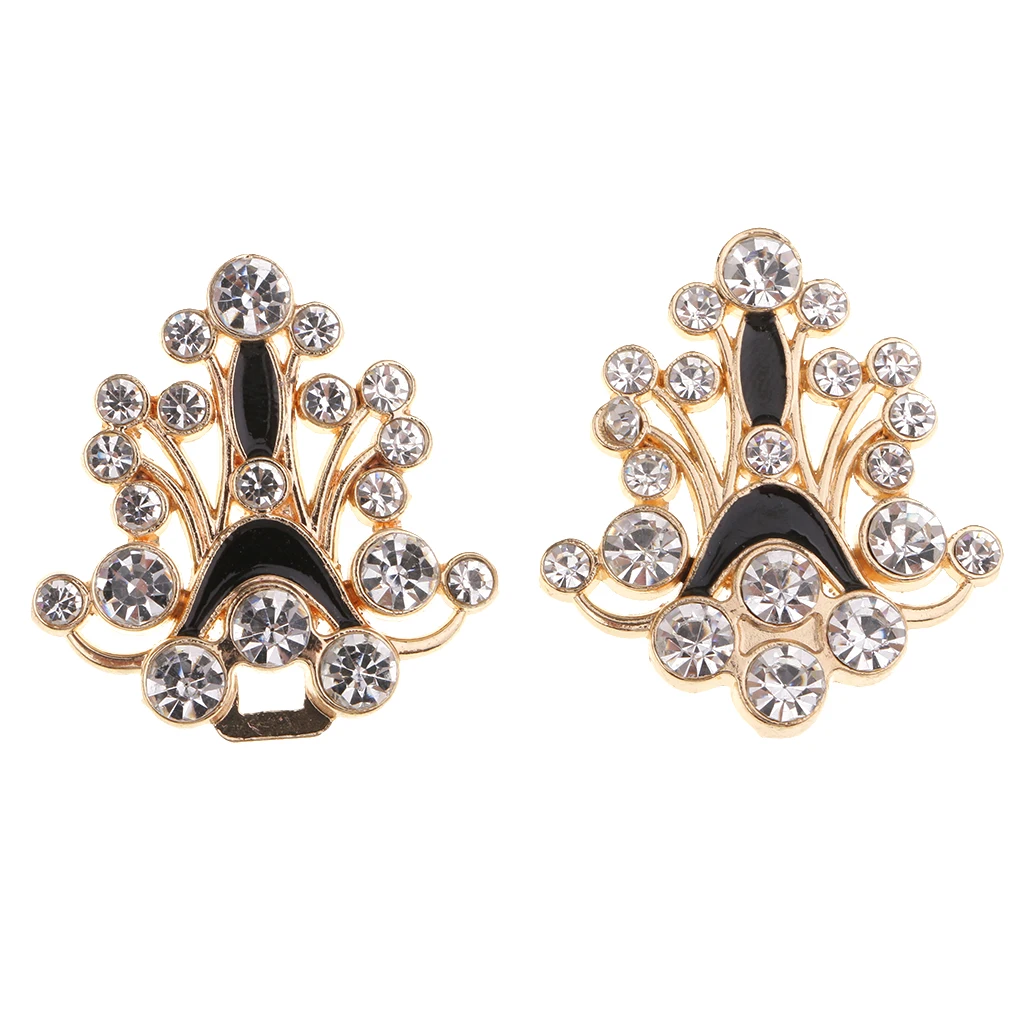 1 Pair Vintage Style Metal Tone Rhinestone Crystal Wedding Closure Hook and Eye Clasp Sewing Buttons Embellishments Crafts DIY