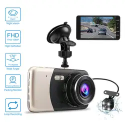 Автомобильный видеорегистратор 1080 P Full HD ночного видения 170 ° широкоугольный двойной объектив Автомобильная Камера авто привод рекордер