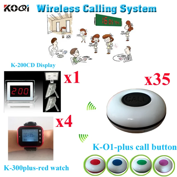 

Paging System Wireless Paging Kitchen Equipment Wireless Table Waiter Service ( 1 display with 4 watch and 35 buzzer)