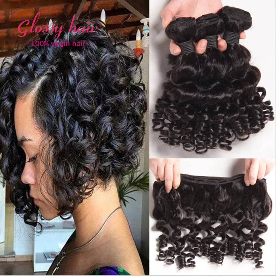 brazilian afro kinky curly hair short weave hair 3 bundles ...