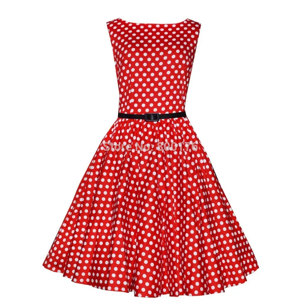 Free shipping 2015 Casual Elegant Dresses Women Sleeveless Party Vintage Prom Polka Dot Printed Dresses Plus