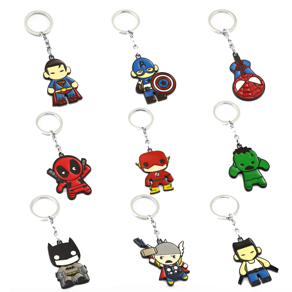 

Avengers Keychain Thor Captain America Hulk The Flash Deadpool Batman Key Ring Holder Chaveiro Car Key Chain Pendant Jewelry