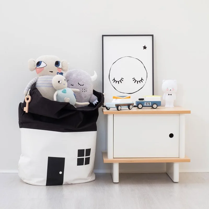INS Nordic Cute Small House Newborn Baby Bedroom Decor Infant Baby Bed Room Sheets Bumper Bag For Toys Kids Easter Birthday Gift