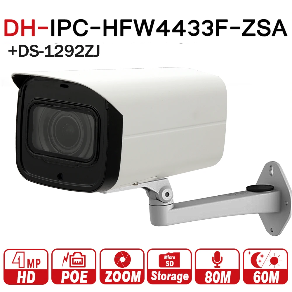 

DH IPC-HFW4433F-ZSA 4MP Network IP Camera 2.7-13.5mm VF Lens Bullet 80m IR Micro SD Card Slot Built-in MIC IK10 with logo