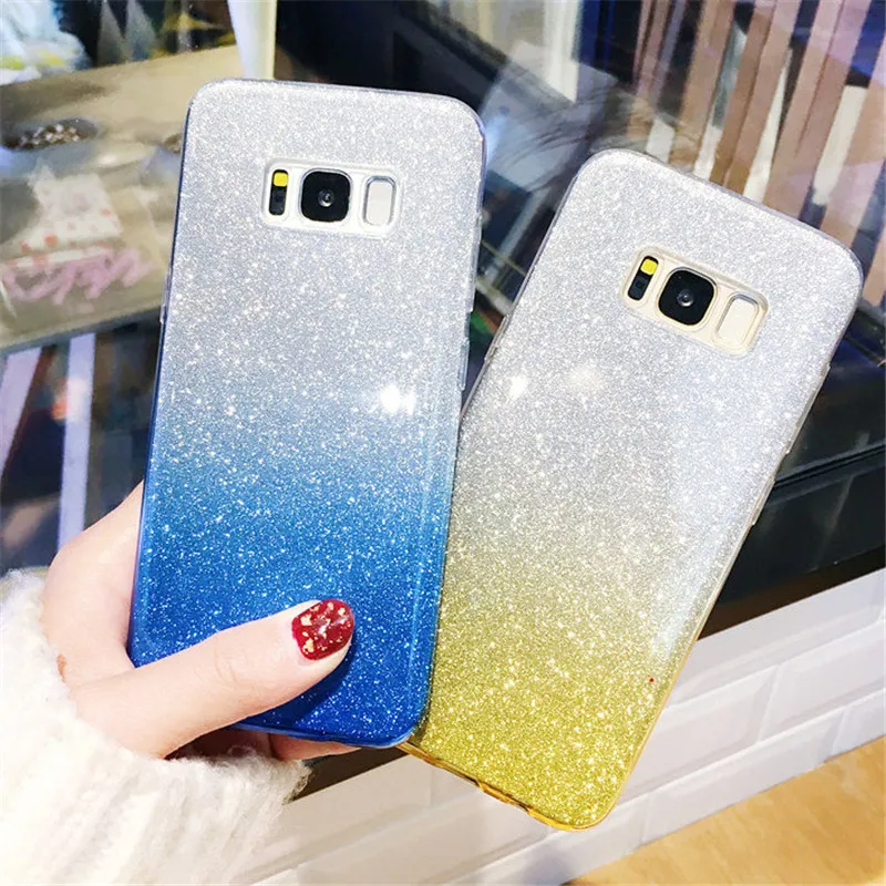 Тонкий блестящий градиентный чехол для Samsung Galaxy S8 S9 Plus S6 S7 Edge A3 A5 A7 J3 J5 J7 2016 2017 A8 2018