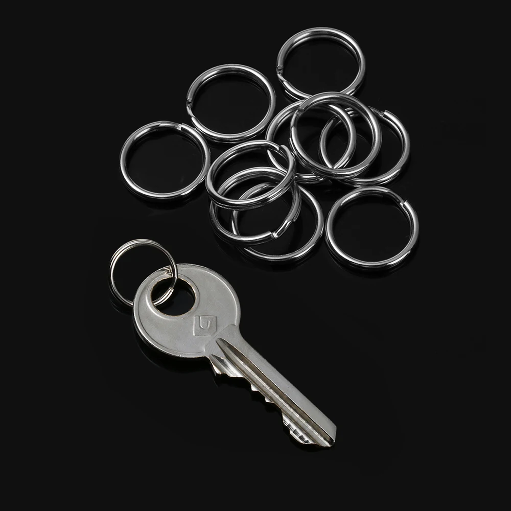 

10/20pcs/Set Wholesale Practical Stainless Steel Silver 15mm Keychain Split Key Ring Loop Hoop Key chain Clasps Connectors Tool