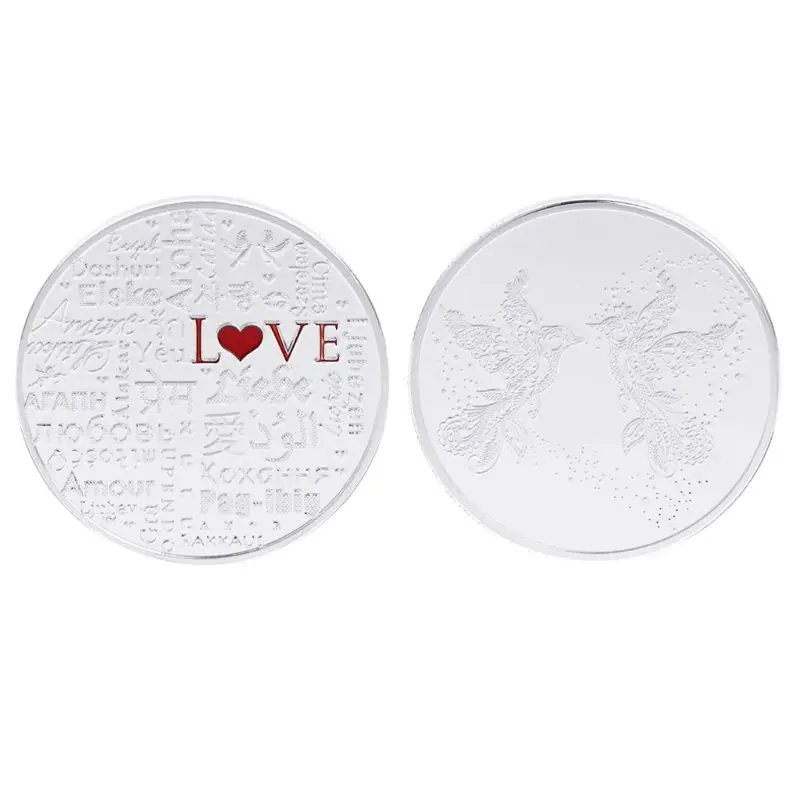 

Commemorative Coin Love Birds Couple Flying Collection Coins Souvenir Alloy Silver Gold Art Gifts