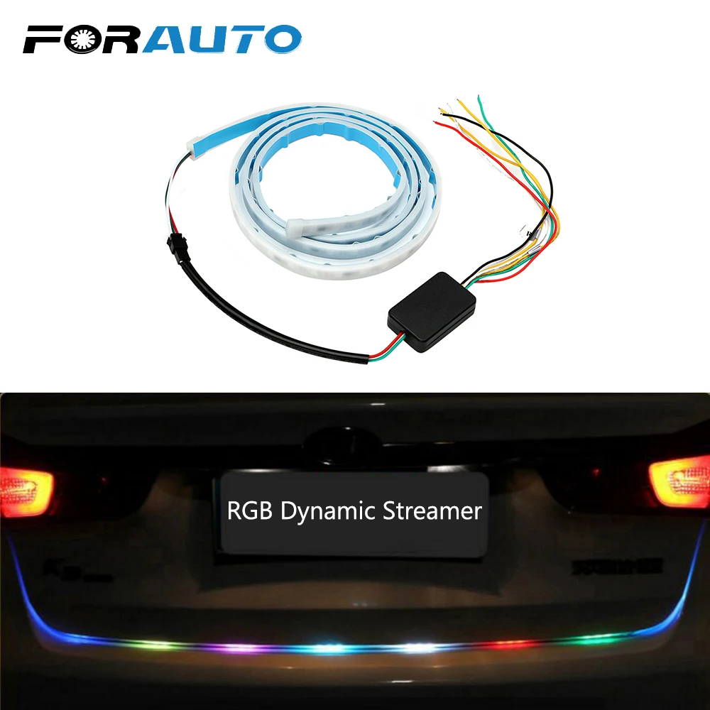 Flashlight Car RGB LED Strip Brake Lamp Universal Rear Trunk Tail Light
