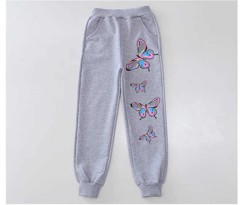 Комплекты одежды для маленьких девочек Осенняя детская одежда спортивные костюмы с принтом бабочки хлопковые толстовки+ брюки