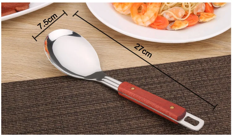 Stainless Steel Wooden Handle Spatula Scoop Set Kitchen Cooking Utensils