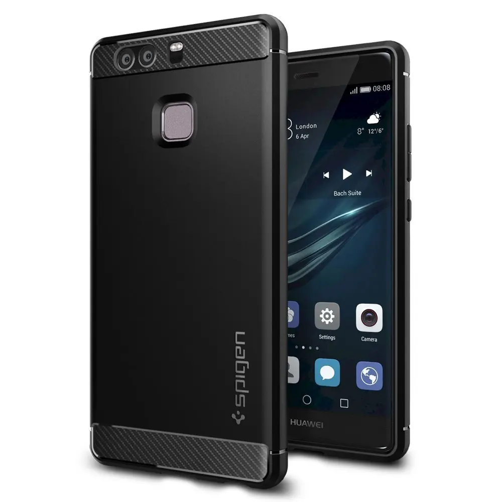 100% первоначально SPIGEN huawei P9 Дело прочная Броня Чехол черный L06CS20376|huawei p9 case|armor casep9 case | АлиЭкспресс