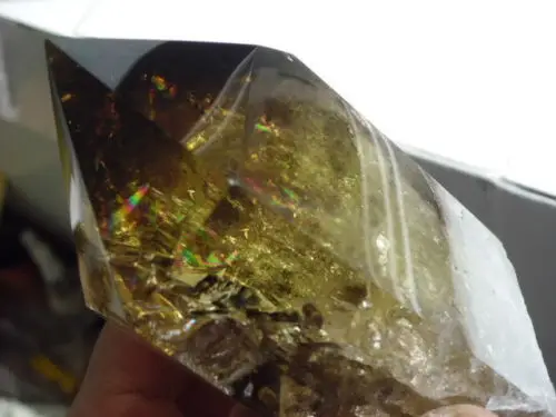 

huij 00602 NATURAL rainbow CITRINE QUARTZ CRYSTAL POINT HEALING China