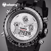INFANTRY Mens Sports Watches LED Digital Display Relogio Masculino Silicone Strap Waterproof Wristwatches Luminous Alarm Clocks