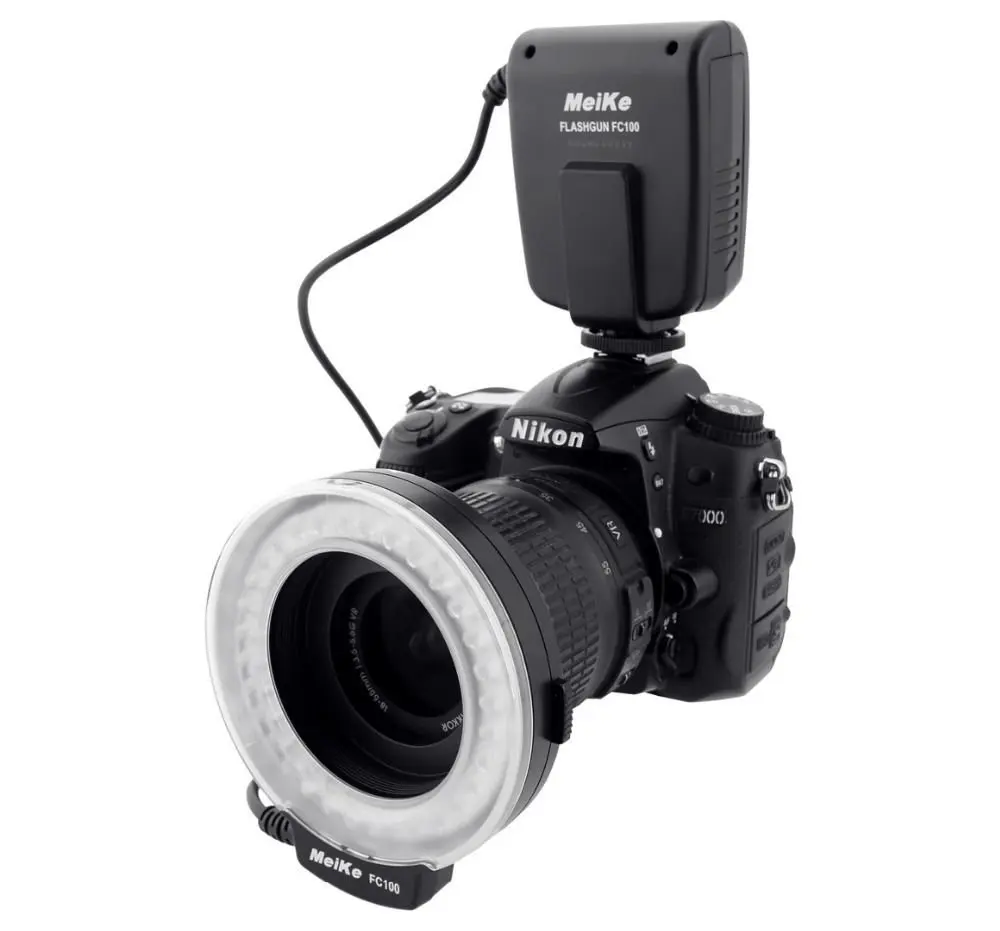 Meike FC-100 FC100 ручной светодиодный макросъемный кольцевой светильник с 7 переходными кольцами для Canon Nikon Olympus Pentax цифровых зеркальных фотокамер